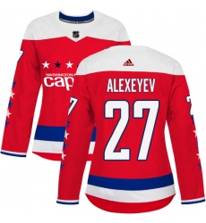 Women's Adidas Washington Capitals #27 Alexander Alexeyev Authentic Red Alternate NHL Jersey