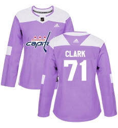Women's Adidas Washington Capitals #71 Kody Clark Authentic Purple Fights Cancer Practice NHL Jersey