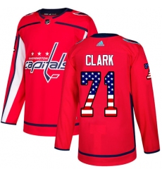 Youth Adidas Washington Capitals #71 Kody Clark Authentic Red USA Flag Fashion NHL Jersey