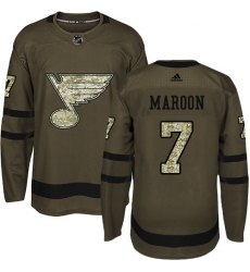 Youth Adidas St. Louis Blues #7 Patrick Maroon Authentic Green Salute to Service NHL Jersey