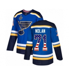 Men's St. Louis Blues #71 Jordan Nolan Authentic Blue USA Flag Fashion 2019 Stanley Cup Final Bound Hockey Jersey