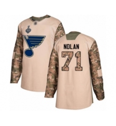 Men's St. Louis Blues #71 Jordan Nolan Authentic Camo Veterans Day Practice 2019 Stanley Cup Final Bound Hockey Jersey