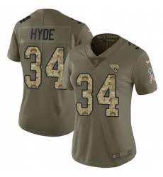 Women's Nike Jacksonville Jaguars #34 Carlos Hyde Limited Olive Camo 2017 Salute to Service NFL Jersey