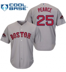 Youth Majestic Boston Red Sox #25 Steve Pearce Authentic Grey Road Cool Base 2018 World Series Champions MLB Jersey