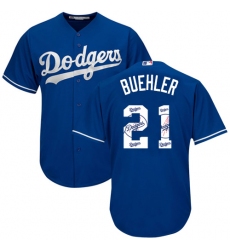 Men's Majestic Los Angeles Dodgers #21 Walker Buehler Authentic Royal Blue Team Logo Fashion Cool Base MLB Jersey