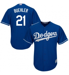Youth Majestic Los Angeles Dodgers #21 Walker Buehler Authentic Royal Blue Alternate Cool Base MLB Jersey