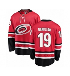 Men's Carolina Hurricanes #19 Dougie Hamilton Authentic Red Home Fanatics Branded Breakaway NHL Jersey