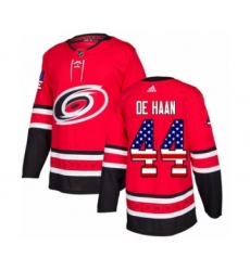 Youth Adidas Carolina Hurricanes #44 Calvin De Haan Authentic Red USA Flag Fashion NHL Jersey
