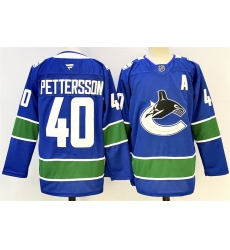 Men's Vancouver Canucks #40 Elias Pettersson Royal 2024-25 With A Home Stitched Hockey Jersey