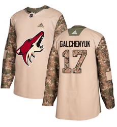 Men's Adidas Arizona Coyotes #17 Alex Galchenyuk Camo Authentic 2017 Veterans Day Stitched NHL Jersey