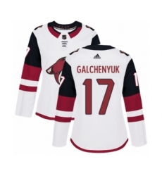 Women's Adidas Arizona Coyotes #17 Alex Galchenyuk Authentic White Away NHL Jersey
