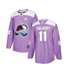 Men's Adidas Colorado Avalanche #11 Matt Calvert Authentic Purple Fights Cancer Practice NHL Jersey