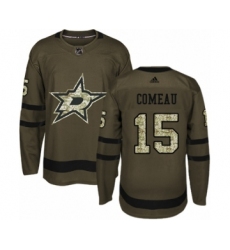 Men's Adidas Dallas Stars #15 Blake Comeau Authentic Green Salute to Service NHL Jersey