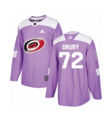 Men's Adidas Carolina Hurricanes #72 Jack Drury Authentic Purple Fights Cancer Practice NHL Jersey
