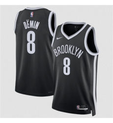 Men's Brooklyn Nets #8 Egor Demin Black Icon Edition Stitched Basketball Jersey