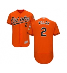 Men's Baltimore Orioles #2 Jonathan Villar Orange Alternate Flex Base Authentic Collection Baseball Jersey