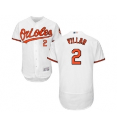 Men's Baltimore Orioles #2 Jonathan Villar White Home Flex Base Authentic Collection Baseball Jersey
