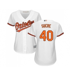 Women's Baltimore Orioles #40 Jesus Sucre Replica White Home Cool Base Baseball Jersey