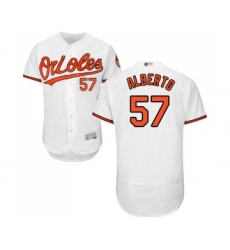 Men's Baltimore Orioles #57 Hanser Alberto White Home Flex Base Authentic Collection Baseball Jersey