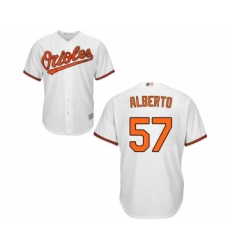 Youth Baltimore Orioles #57 Hanser Alberto Replica White Home Cool Base Baseball Jersey