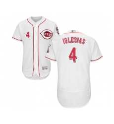 Men's Cincinnati Reds #4 Jose Iglesias White Home Flex Base Authentic Collection Baseball Jersey