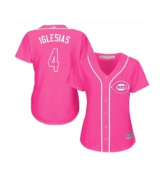 Women's Cincinnati Reds #4 Jose Iglesias Replica Pink Fashion Cool Base Baseball Jersey