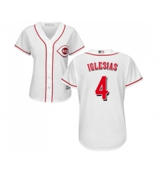 Women's Cincinnati Reds #4 Jose Iglesias Replica White Home Cool Base Baseball Jersey