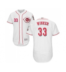 Men's Cincinnati Reds #33 Jesse Winker White Home Flex Base Authentic Collection Baseball Jersey