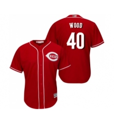 Youth Cincinnati Reds #40 Alex Wood Replica Red Alternate Cool Base Baseball Jersey