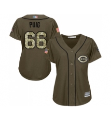Women's Cincinnati Reds #66 Yasiel Puig Authentic Green Salute to Service Baseball Jersey