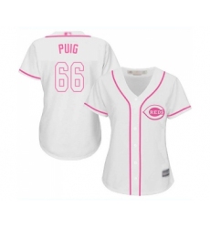 Women's Cincinnati Reds #66 Yasiel Puig Replica White Fashion Cool Base Baseball Jersey