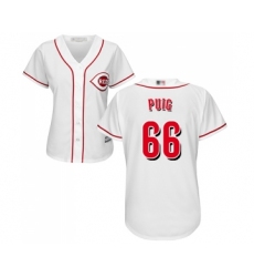 Women's Cincinnati Reds #66 Yasiel Puig Replica White Home Cool Base Baseball Jersey