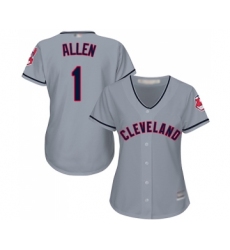 Women's Cleveland Indians #1 Greg Allen Replica Grey Road Cool Base Baseball Jersey