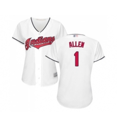 Women's Cleveland Indians #1 Greg Allen Replica White Home Cool Base Baseball Jersey