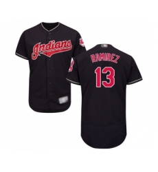 Men's Cleveland Indians #13 Hanley Ramirez Navy Blue Alternate Flex Base Authentic Collection Baseball Jersey