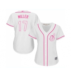 Women's Cleveland Indians #17 Brad Miller Replica White Fashion Cool Base Baseball Jersey