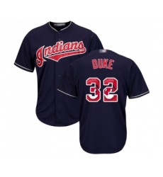 Men's Cleveland Indians #32 Zach Duke Authentic Navy Blue Team Logo Fashion Cool Base Baseball Jersey