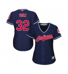 Women's Cleveland Indians #32 Zach Duke Replica Navy Blue Alternate 1 Cool Base Baseball Jersey
