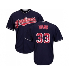 Men's Cleveland Indians #33 Brad Hand Authentic Navy Blue Team Logo Fashion Cool Base Baseball Jersey
