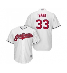 Men's Cleveland Indians #33 Brad Hand Replica White Home Cool Base Baseball Jersey