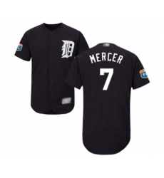 Men's Detroit Tigers #7 Jordy Mercer Navy Blue Alternate Flex Base Authentic Collection Baseball Jersey