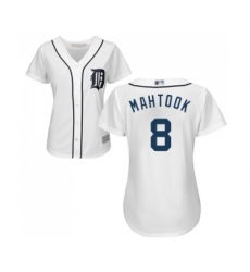 Women's Detroit Tigers #8 Mikie Mahtook Replica White Home Cool Base Baseball Jersey