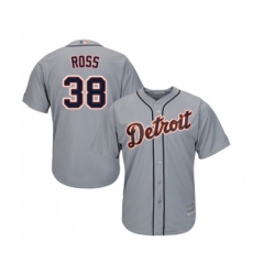 Men's Detroit Tigers #38 Tyson Ross Replica Grey Road Cool Base Baseball Jersey
