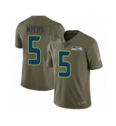 Men's Seattle Seahawks #5 Jason Myers Limited Olive 2017 Salute to Service Football Jersey