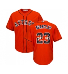 Men's Houston Astros #23 Michael Brantley Authentic Orange Team Logo Fashion Cool Base Baseball Jersey