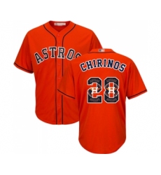 Men's Houston Astros #28 Robinson Chirinos Authentic Orange Team Logo Fashion Cool Base Baseball Jersey