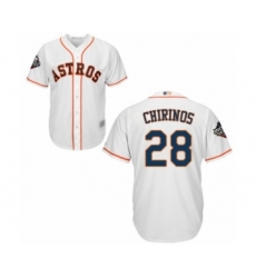 Youth Houston Astros #28 Robinson Chirinos Authentic White Home Cool Base 2019 World Series Bound Baseball Jersey