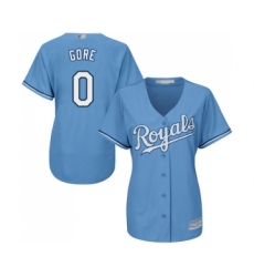 Women's Kansas City Royals #0 Terrance Gore Authentic Light Blue Alternate 1 Cool Base Baseball Jersey