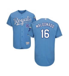 Men's Kansas City Royals #16 Martin Maldonado Light Blue Alternate Flex Base Authentic Collection Baseball Jersey
