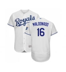Men's Kansas City Royals #16 Martin Maldonado White Flexbase Authentic Collection Baseball Jersey